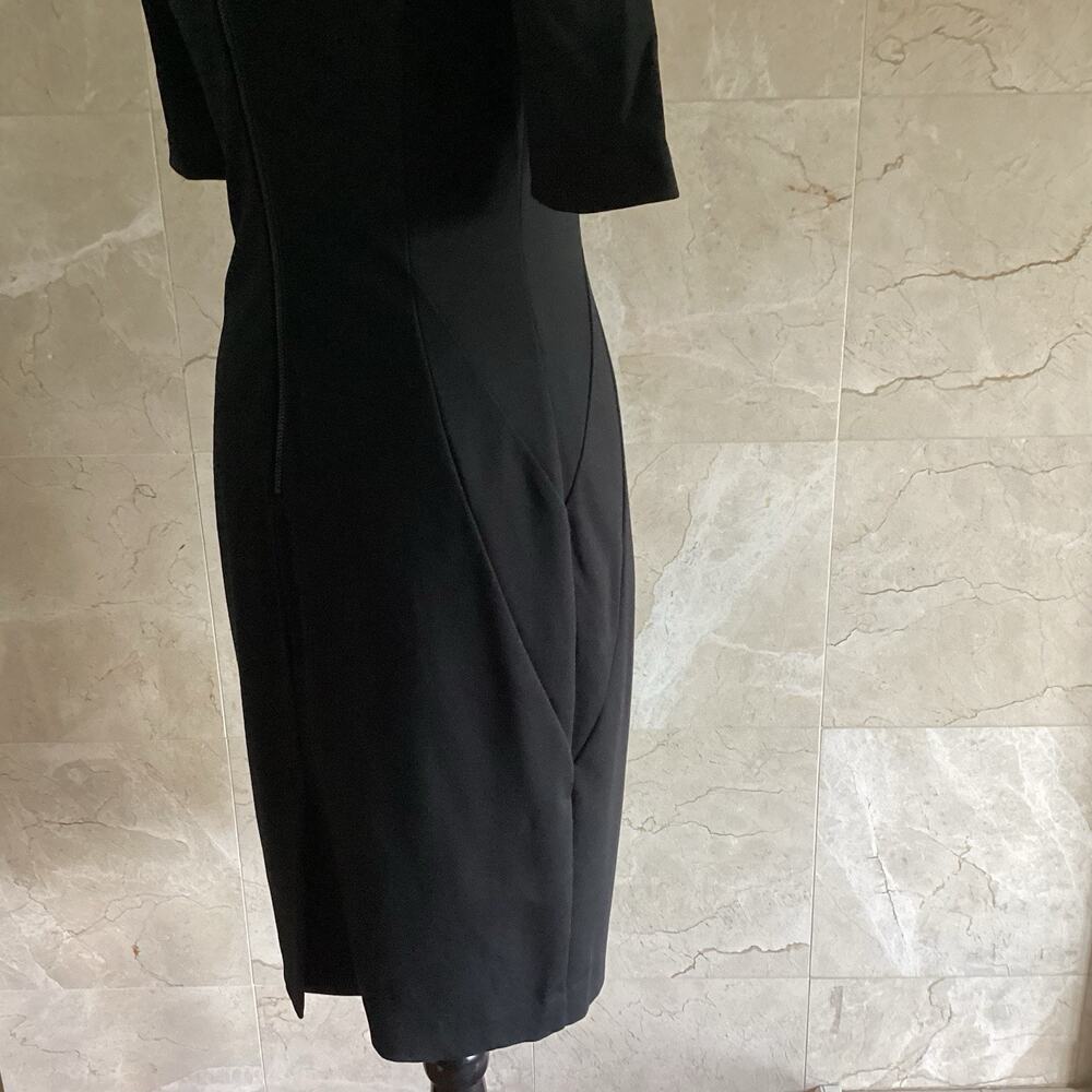 Halogen Black V-Neck Seamed Ponte Sheath Dress - 6 Office Minimalist Career - Picture 9 of 13
